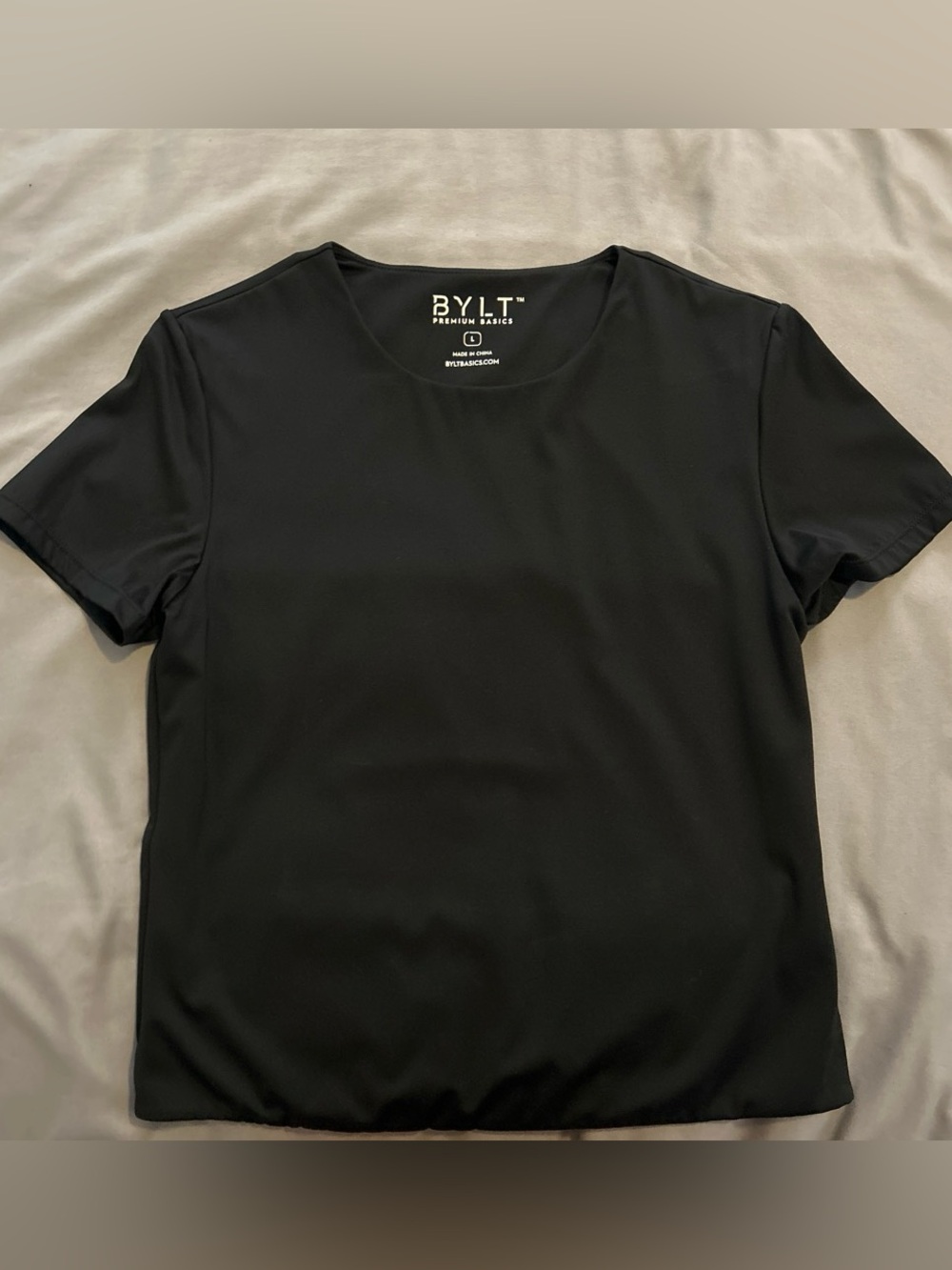 BYLT Basics Black Crewneck Short Sleeve Top